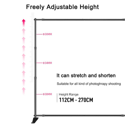 Double-Crossbar Backdrop Background Stand Frame Support System for Photography Photo Studio Video Muslin Green Screen