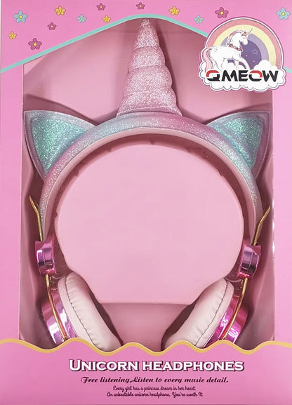 Cartoon Unicorn Wired Headphone Girls Daughter Music Stereo Earphone Computer Phone Headset Kids Gift Cute Unicorn with Mic