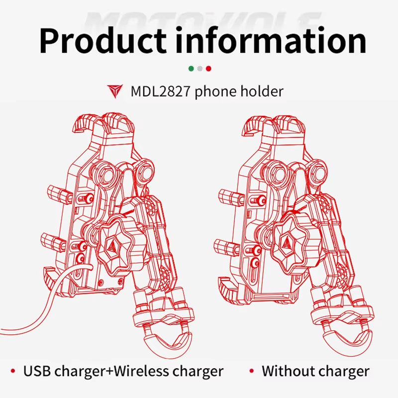 Motorcycle Wireless Charging Phone Holder Cradle 3.0 Quick Charger GPS Moto Support Cellphone Handlebar Mount for 4-7 Inch Phone