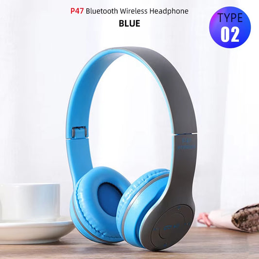 Foldable Sport Earphone Hifi Headset Wireless Headphones Bluetooth Music Headset over Ear Bass Earphone with Mic Support TF Card