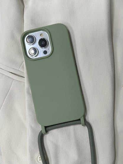 Alloy Luxury Lanyard Style Premium Quality Solid Color Phone Case with Metal Bead Lanyard Strap, Compatible with Iphone 16/16E/15/14/13/12/11 Pro Max Plus/16E, Waterproof, Shockproof, Anti-Fall, Anti-Scratch, Spring