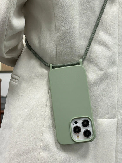 Alloy Luxury Lanyard Style Premium Quality Solid Color Phone Case with Metal Bead Lanyard Strap, Compatible with Iphone 16/16E/15/14/13/12/11 Pro Max Plus/16E, Waterproof, Shockproof, Anti-Fall, Anti-Scratch, Spring
