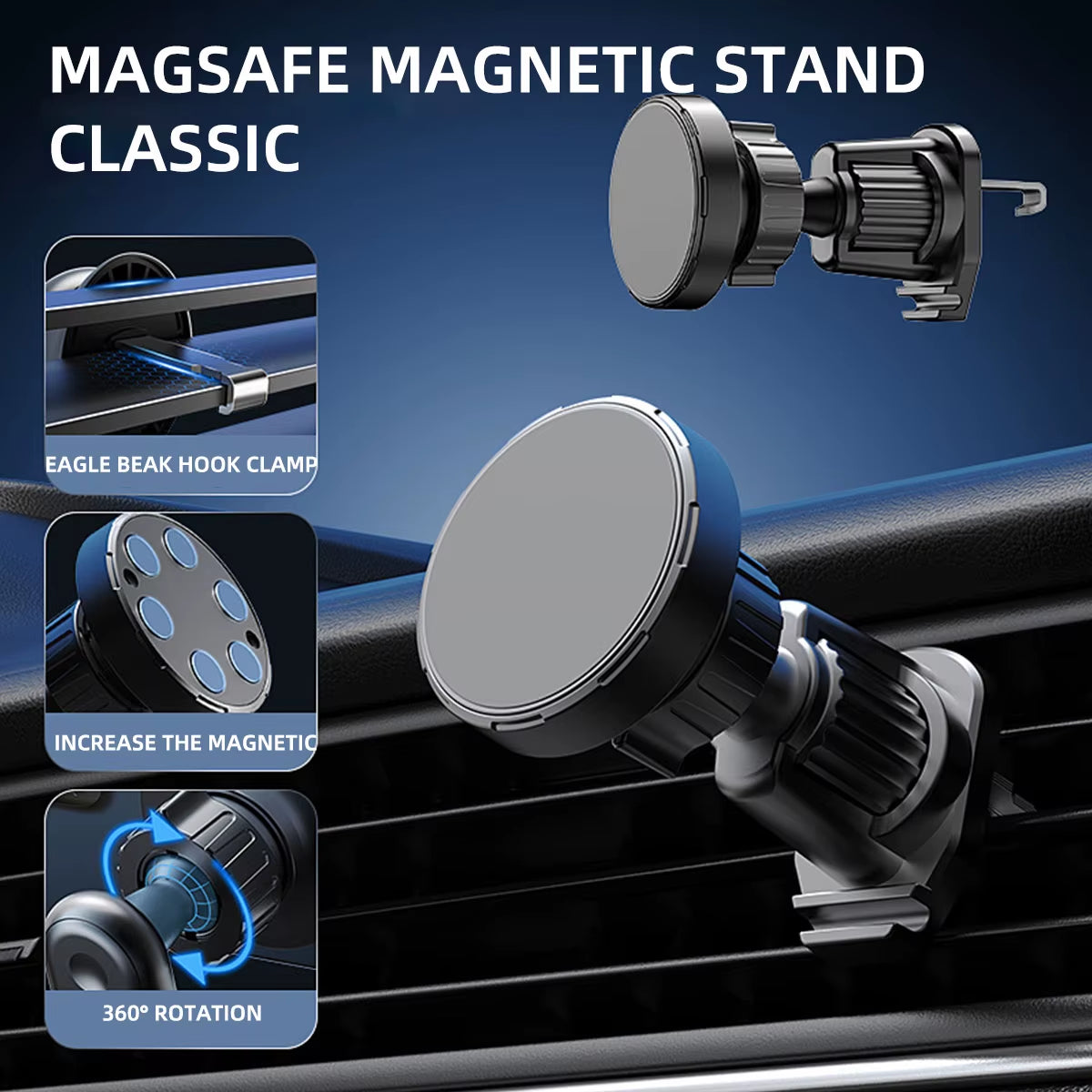 Magnetic Car Phone Holder for 4.7-7 Inch Support Mobile Phone Car Air Vent Mount Universal Shockproof GPS Clip Smartphone Stand