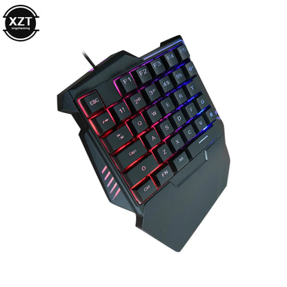 USB One-Handed Keyboard Gaming Mechanical Feel Keyboard Portable 35 Keys Mini Wired Keyboard Ergonomic Gaming Keyboard