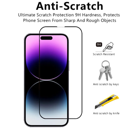 3 Pieces Tempered Glass for Iphone 18 17 16 15 14 13 12 11 Pro Max Screen Protector for Iphone 17E 16E 12 13 Mini Film with Black Edge